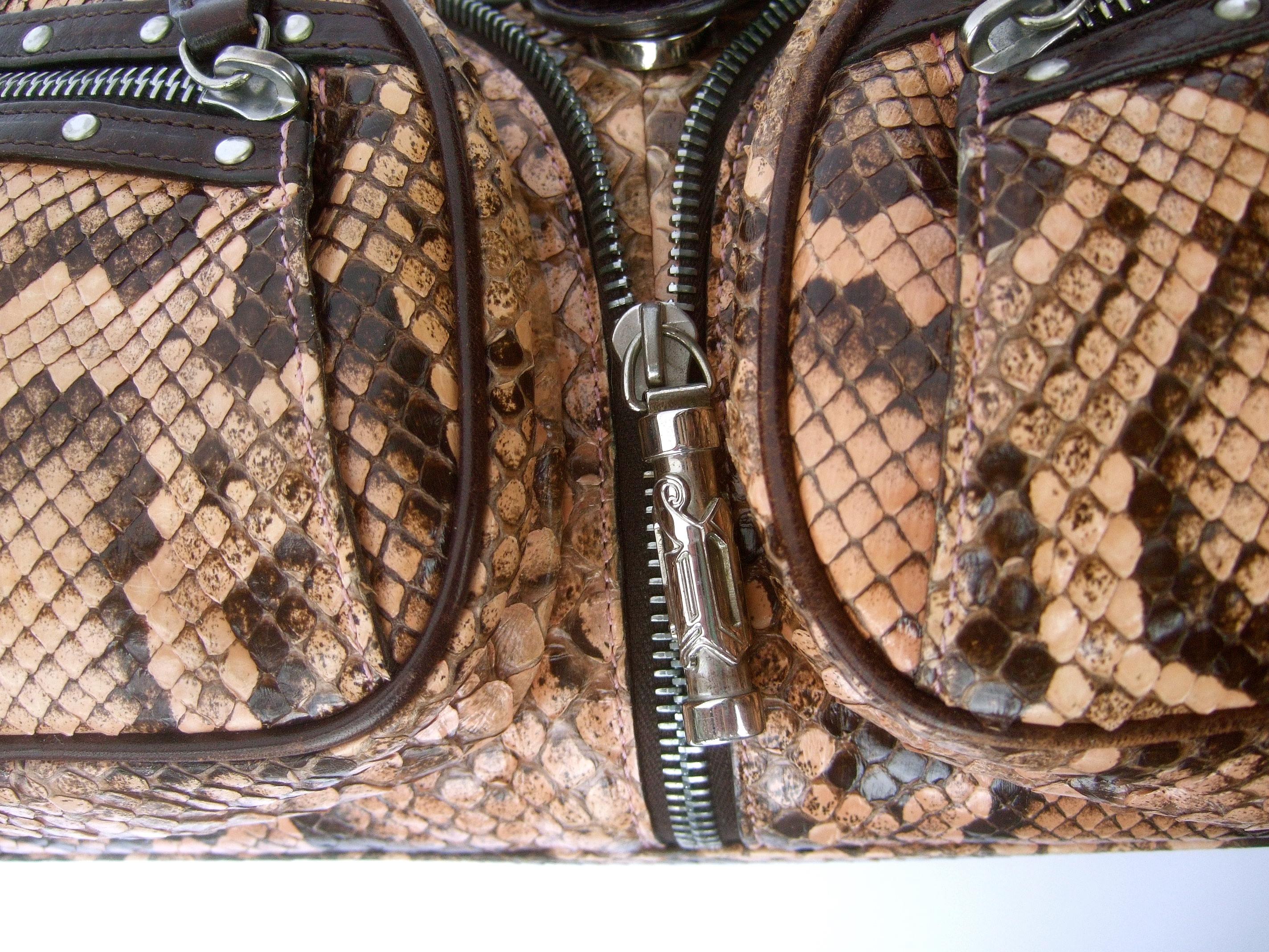 Versace Snakeskin Leather Trim Italian Handbag circa 1990s 5