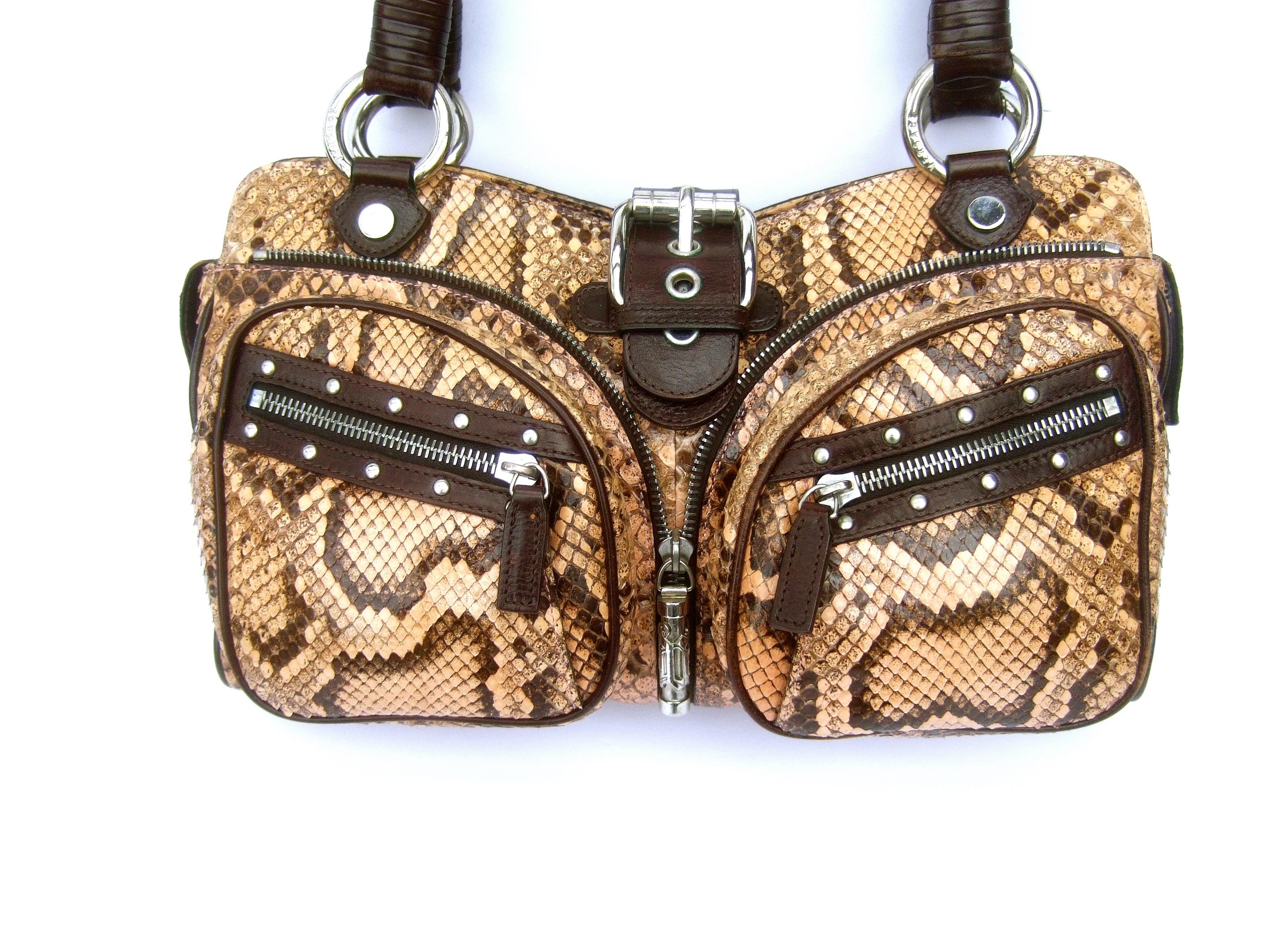 Versace Snakeskin Leather Trim Italian Handbag circa 1990s 6