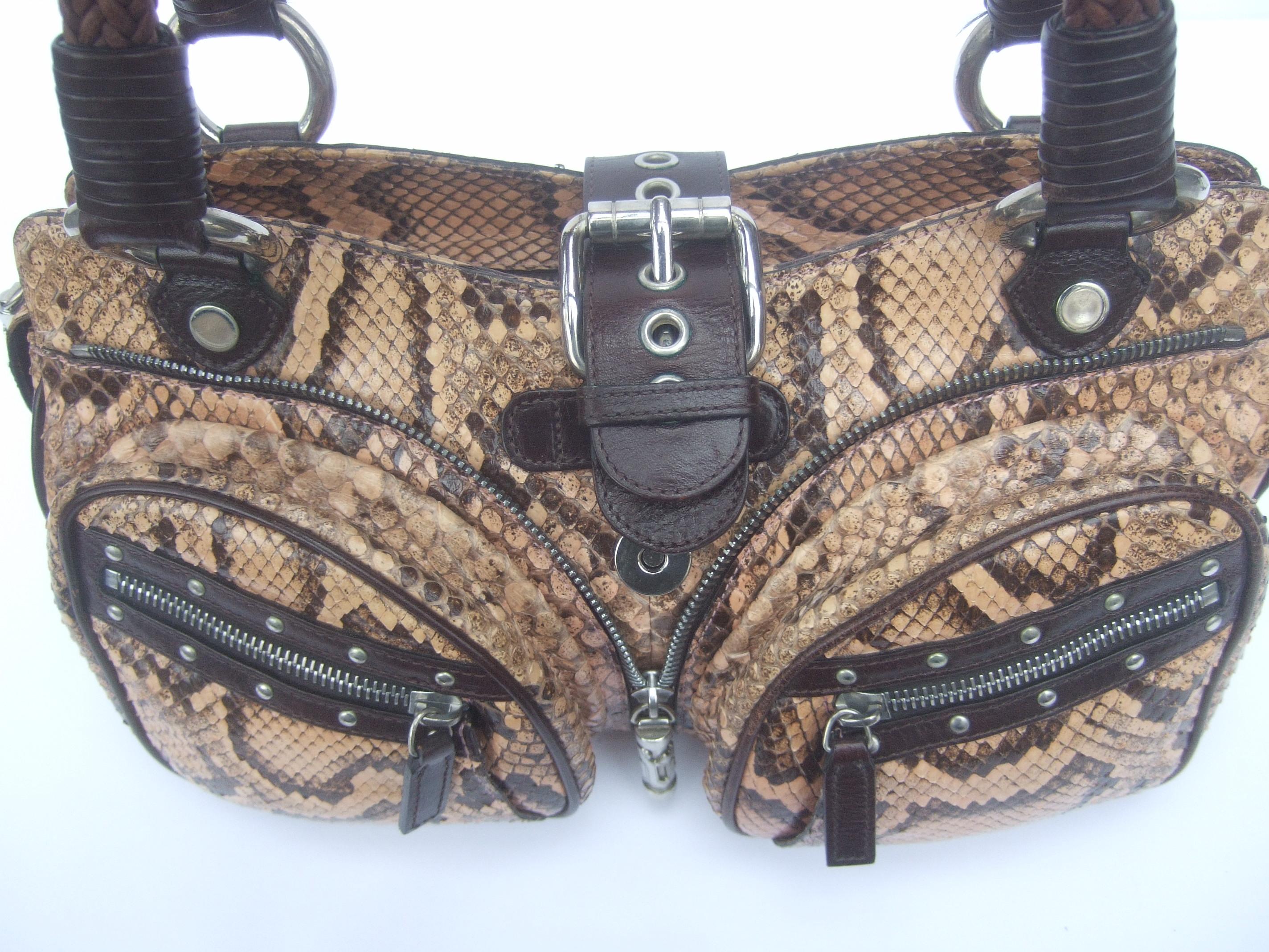 Versace Snakeskin Leather Trim Italian Handbag circa 1990s 7