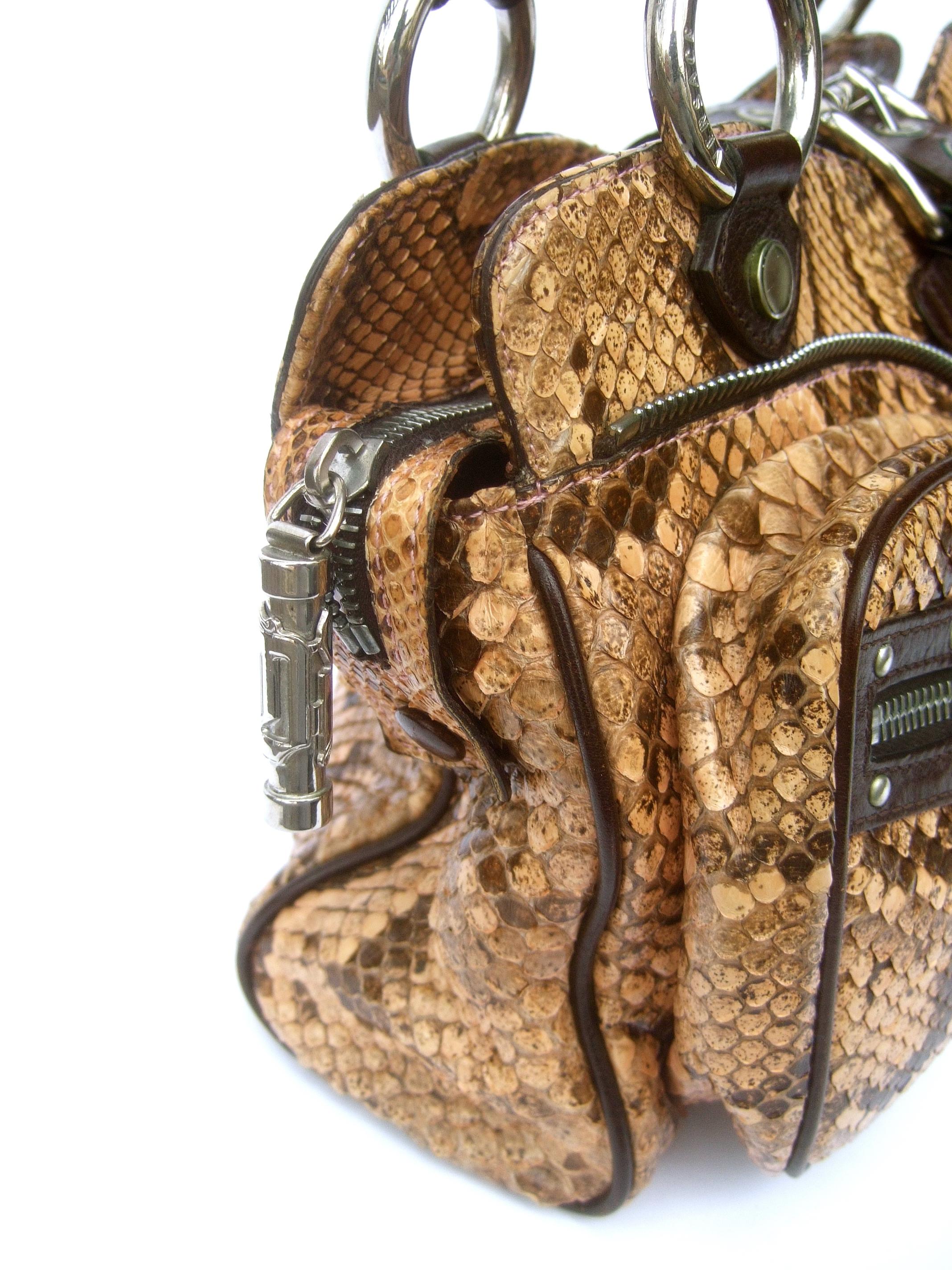 Versace Snakeskin Leather Trim Italian Handbag circa 1990s 8