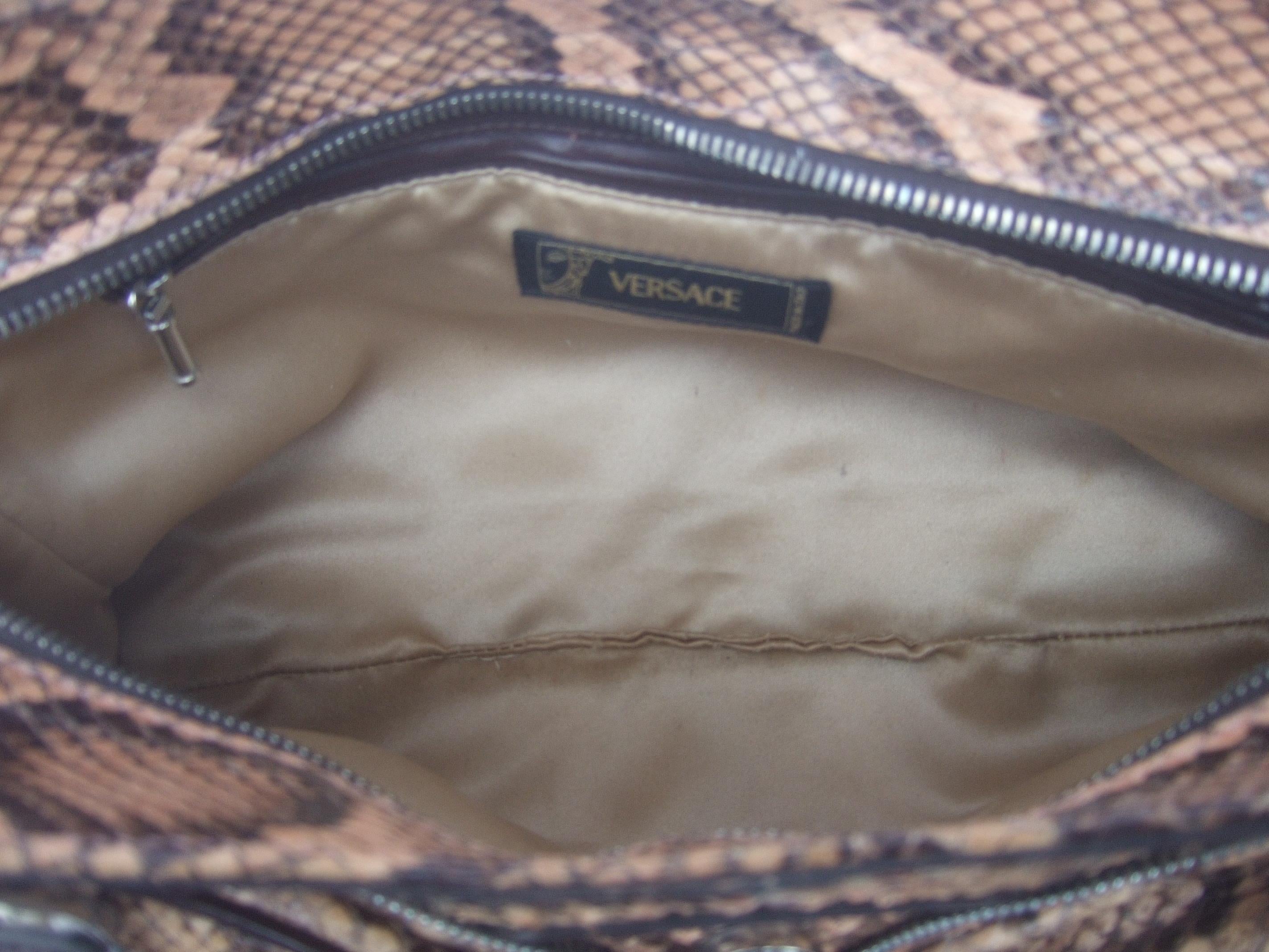 Versace Snakeskin Leather Trim Italian Handbag circa 1990s 12