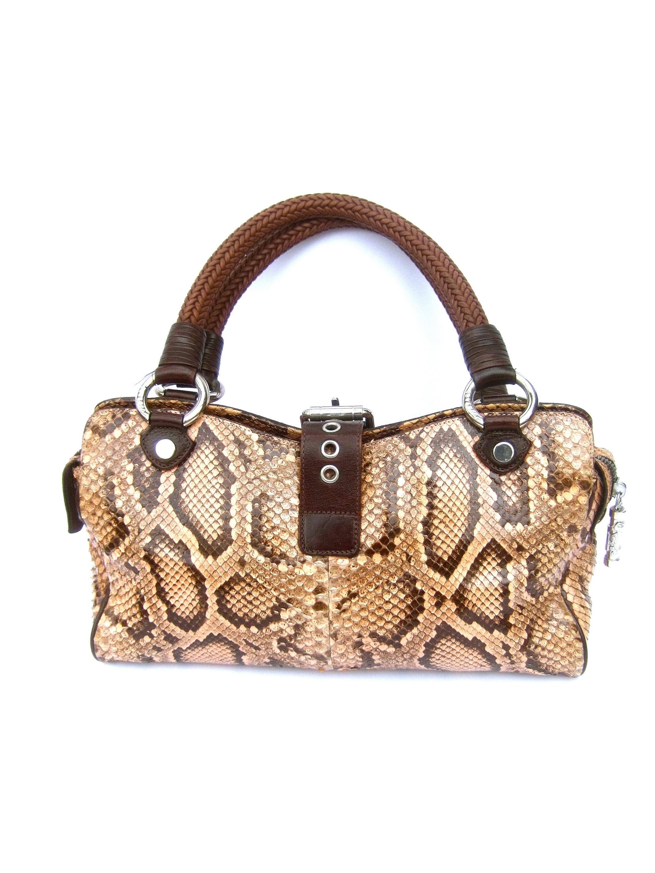Versace Snakeskin Leather Trim Italian Handbag circa 1990s 2