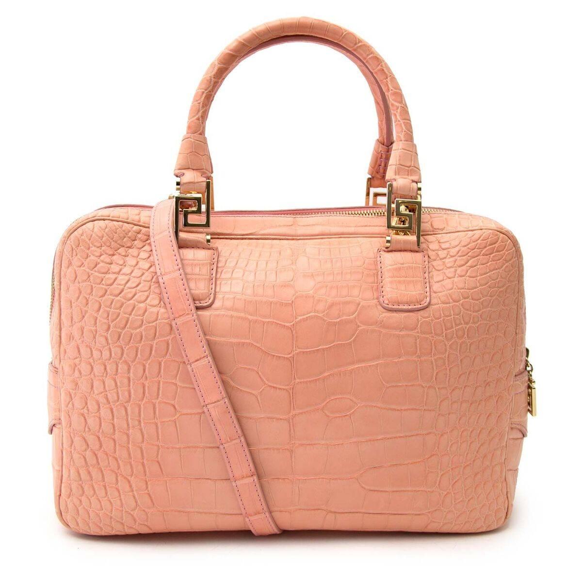 Orange Versace Soft Pink Crocodile Bag For Sale