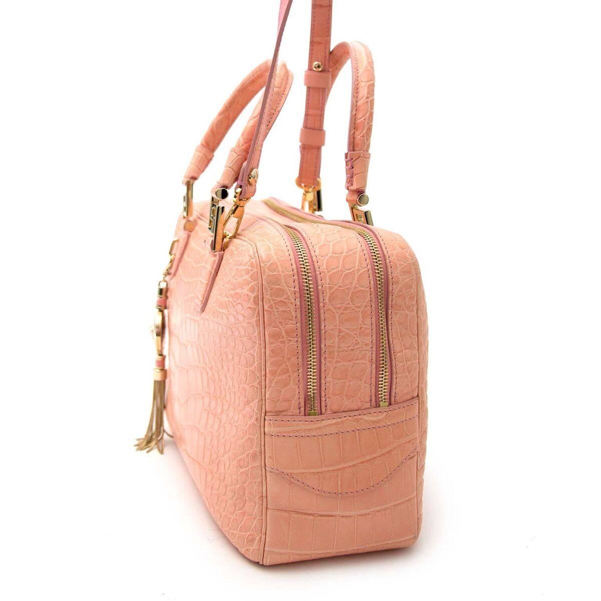 Versace Soft Pink Crocodile Bag In Excellent Condition For Sale In Antwerp, BE