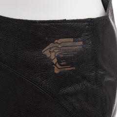 VERSACE SPORT Vintage black leather medusa print pencil skirt IT40 S