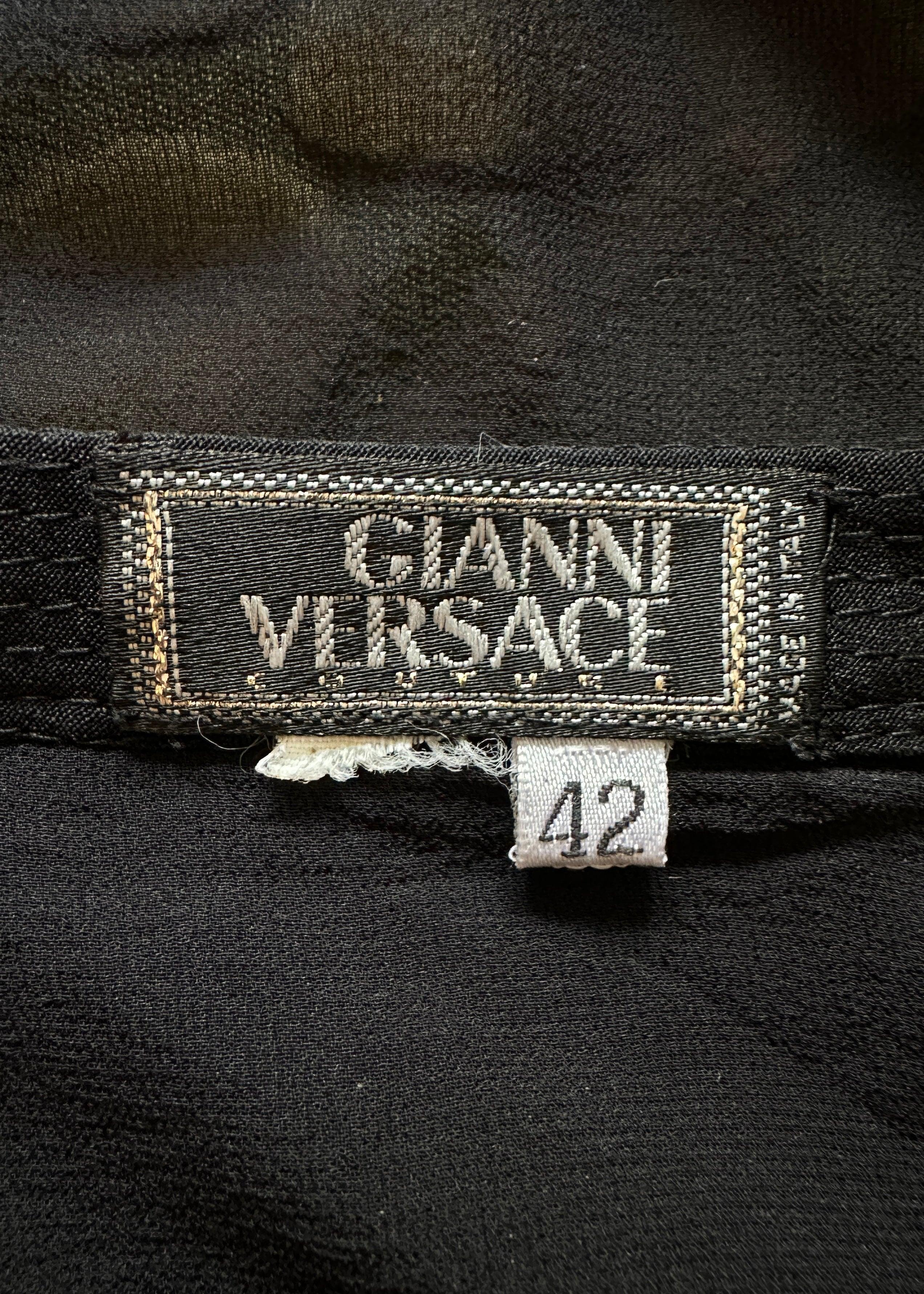 Versace Spring 1993 Runway Silk Chiffon Flare Pants & Bralette Top Two Piece Set 5