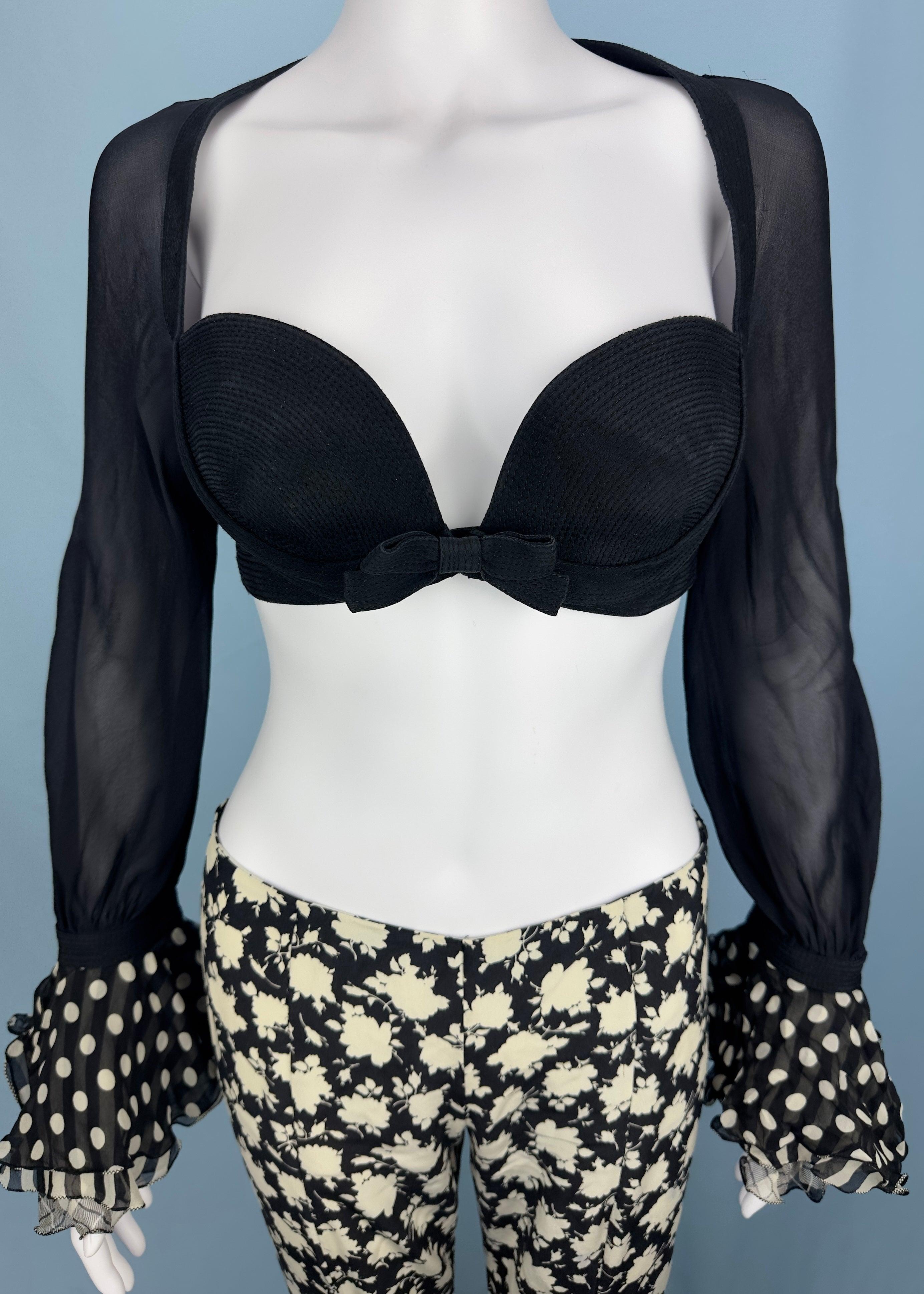 Versace Spring 1993 Runway Silk Chiffon Flare Pants & Bralette Top Two Piece Set 2