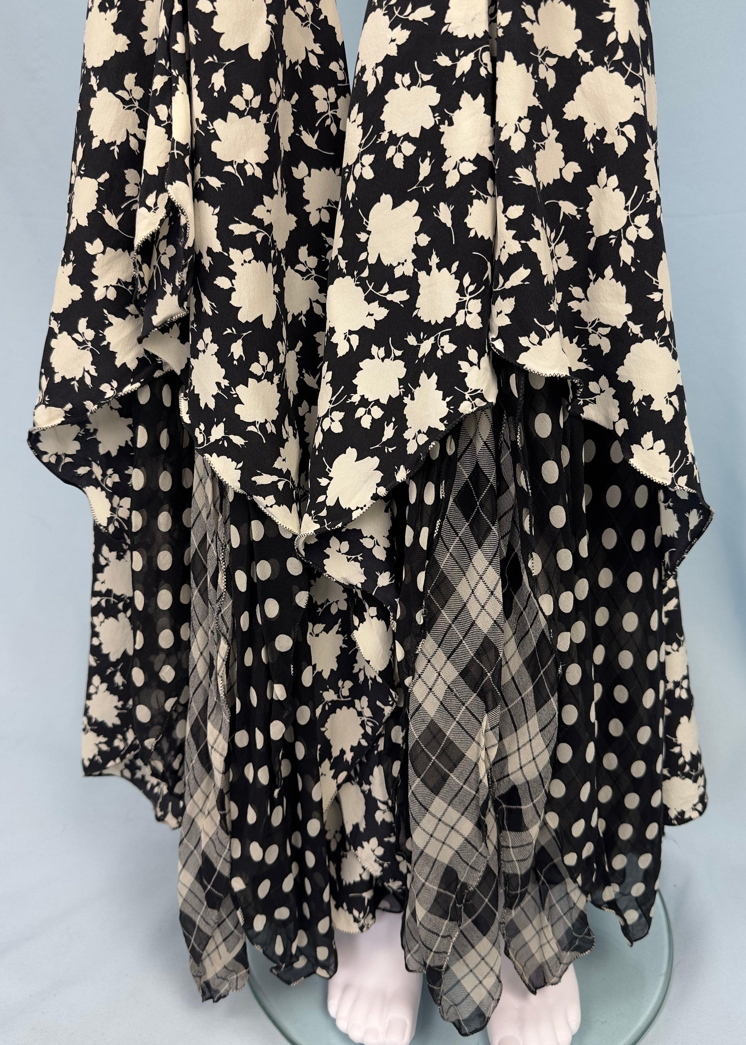 Versace Spring 1993 Runway Silk Chiffon Flare Pants & Bralette Top Two Piece Set 3