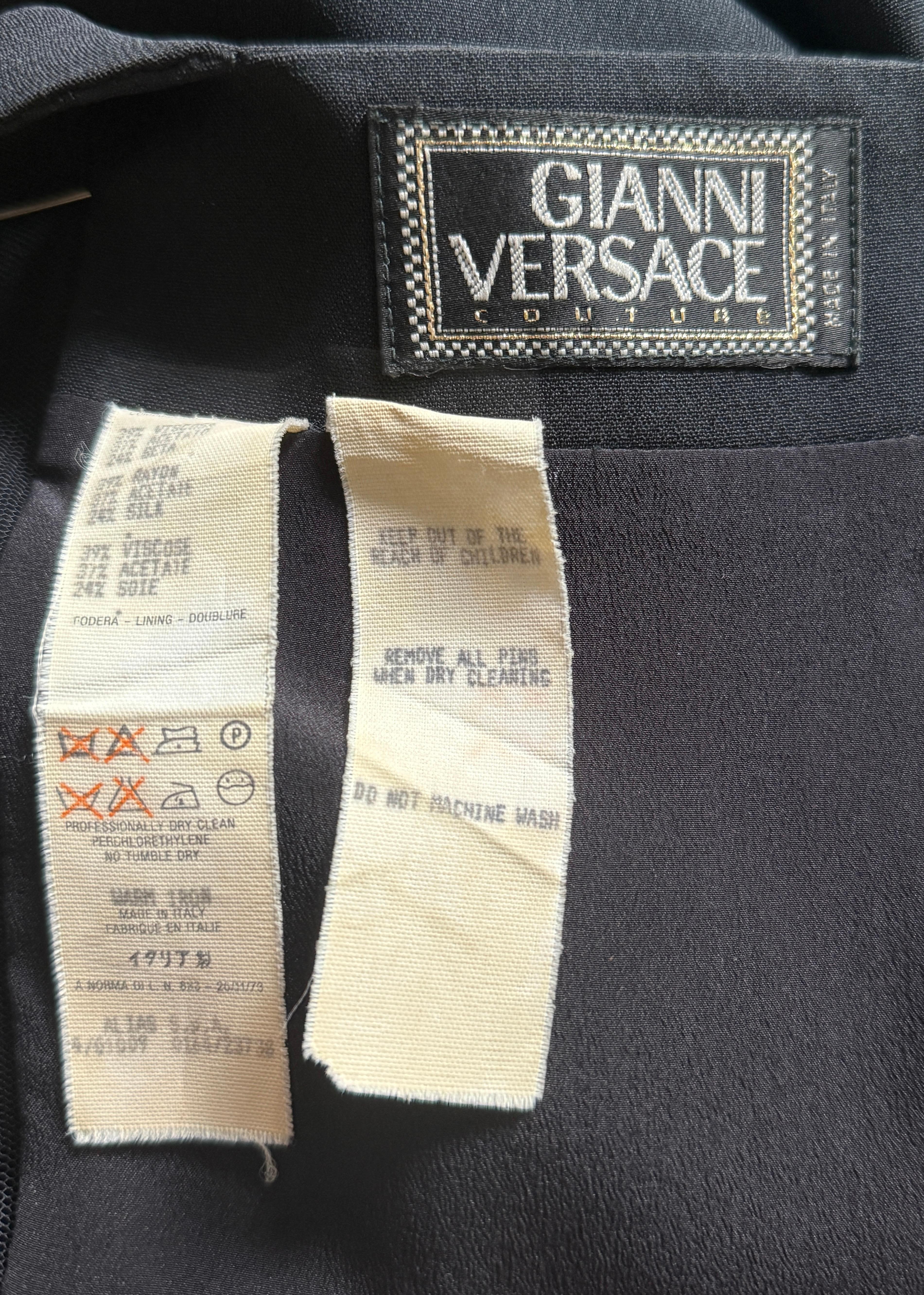 Versace Spring 1994 Runway Safety Pin Black Gown 10