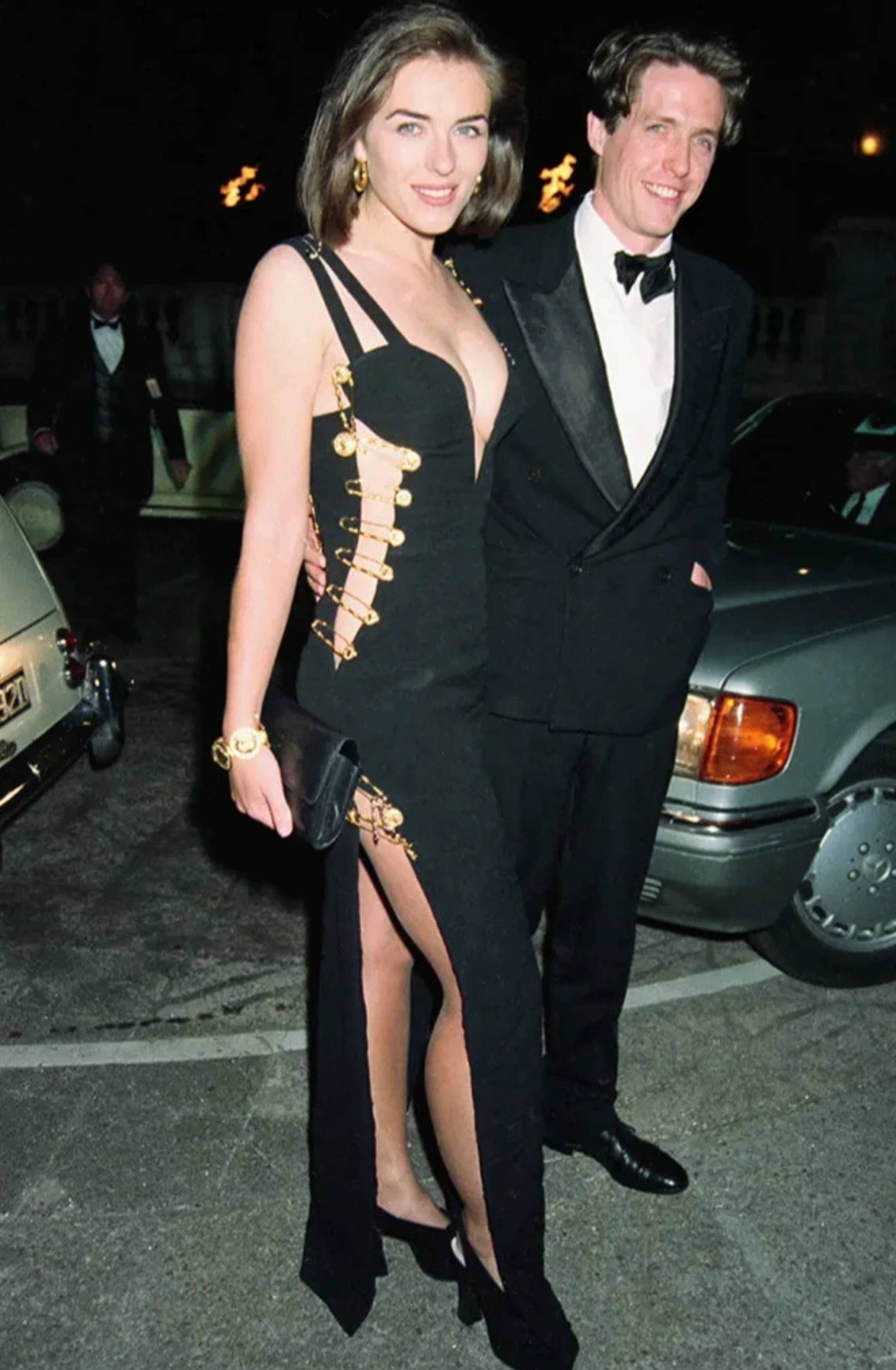 Women's Versace Spring 1994 Runway Safety Pin Black Gown