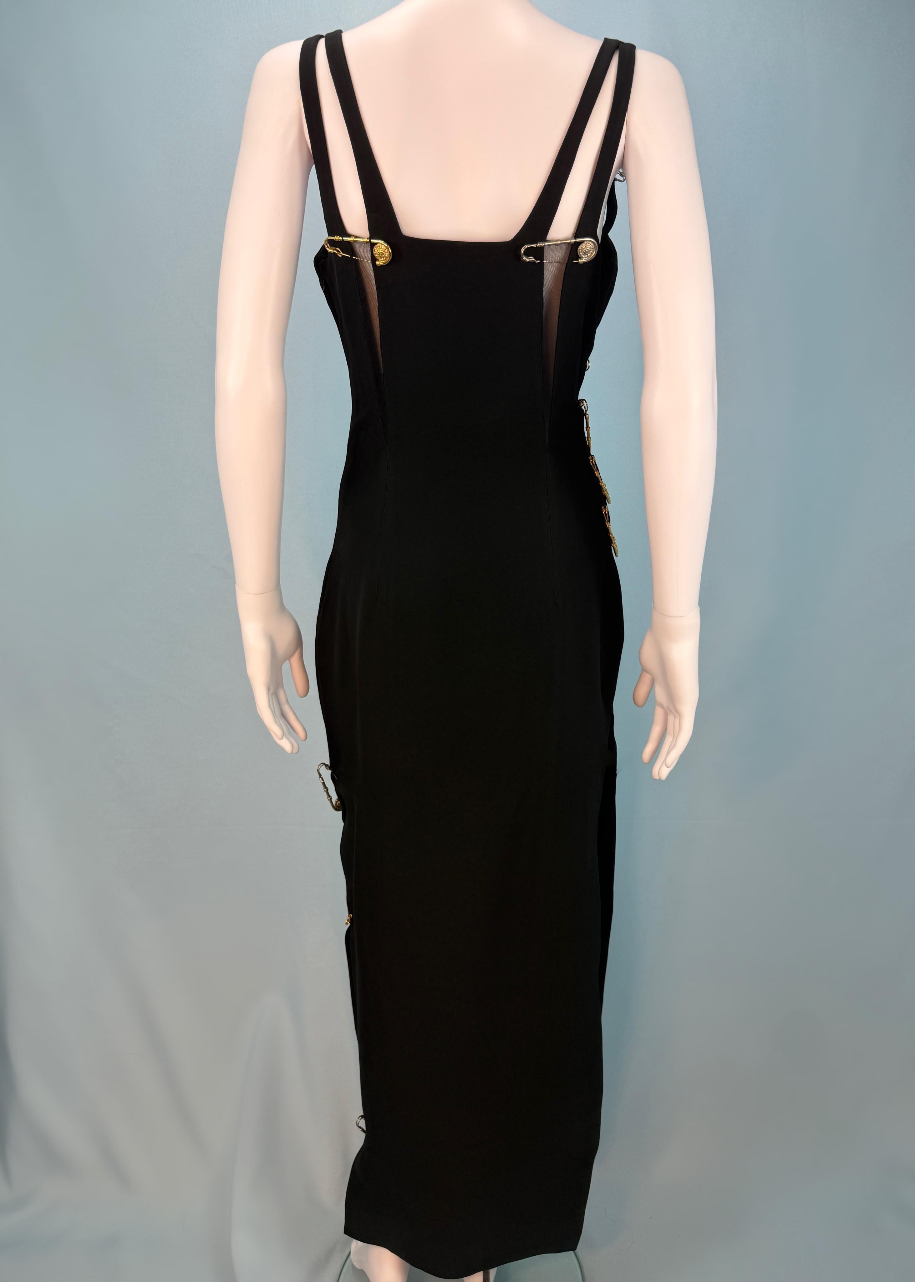 Versace Spring 1994 Runway Safety Pin Black Gown 1