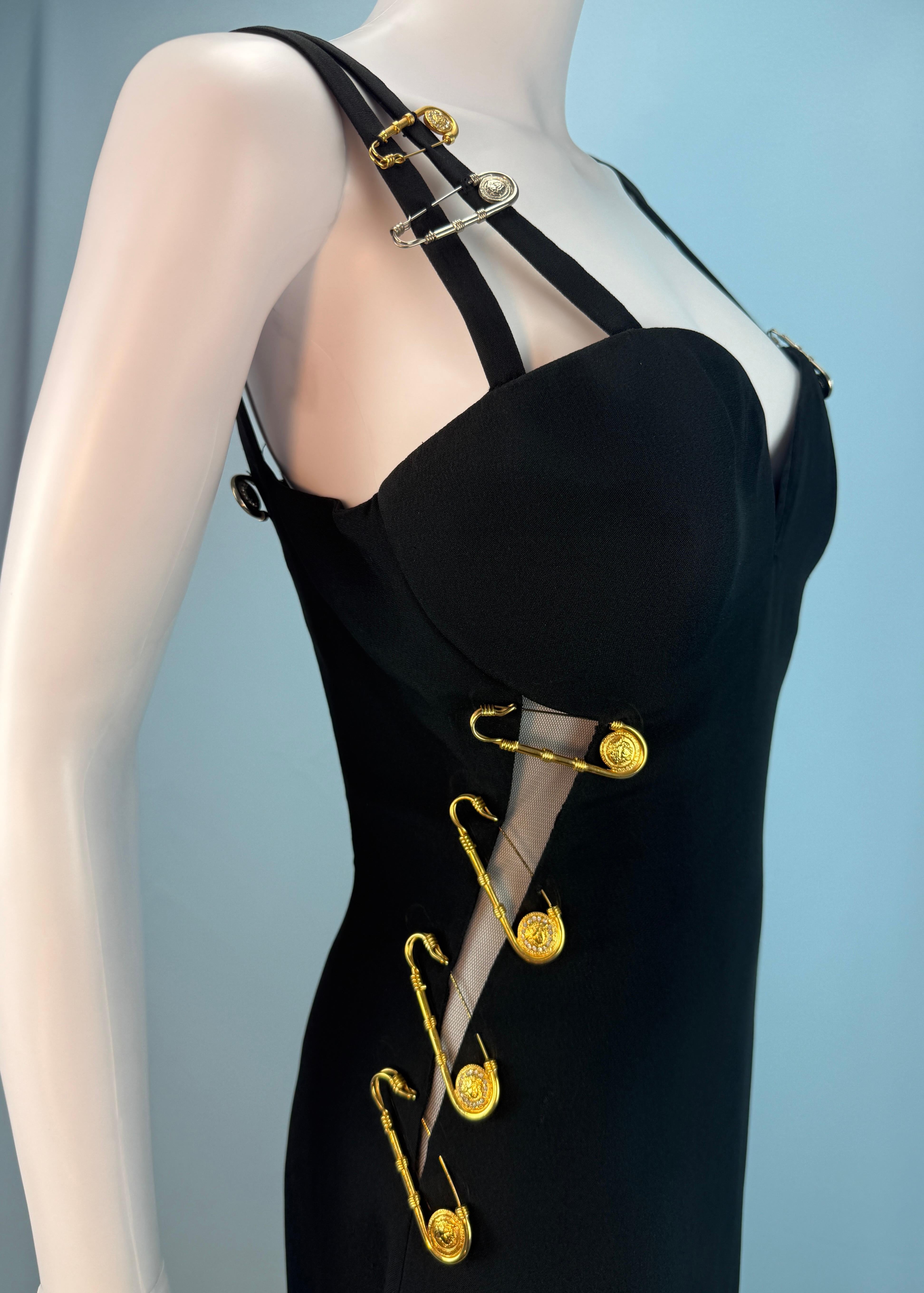 Versace Spring 1994 Runway Safety Pin Black Gown 2