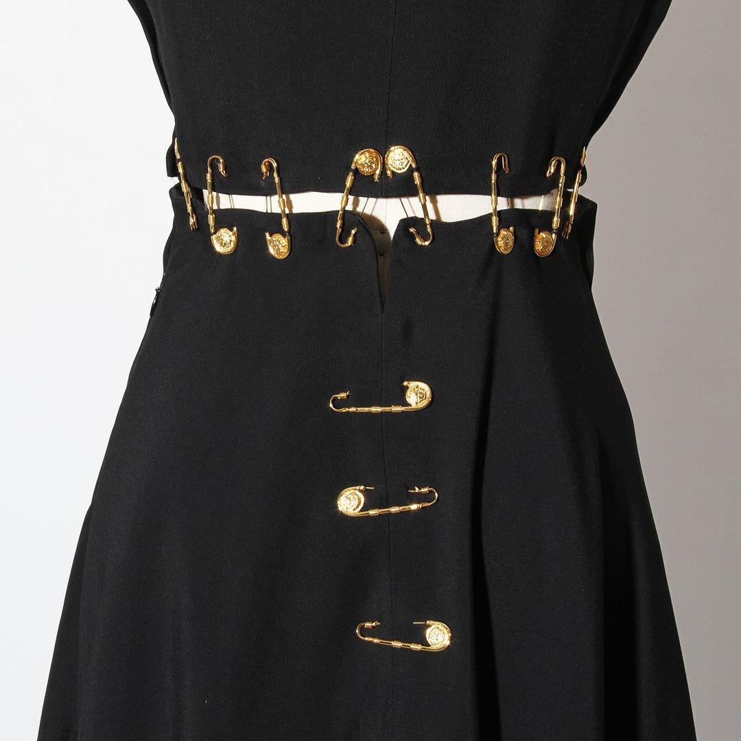 Black Versace Spring 1994 Safety Pin Mini Dress