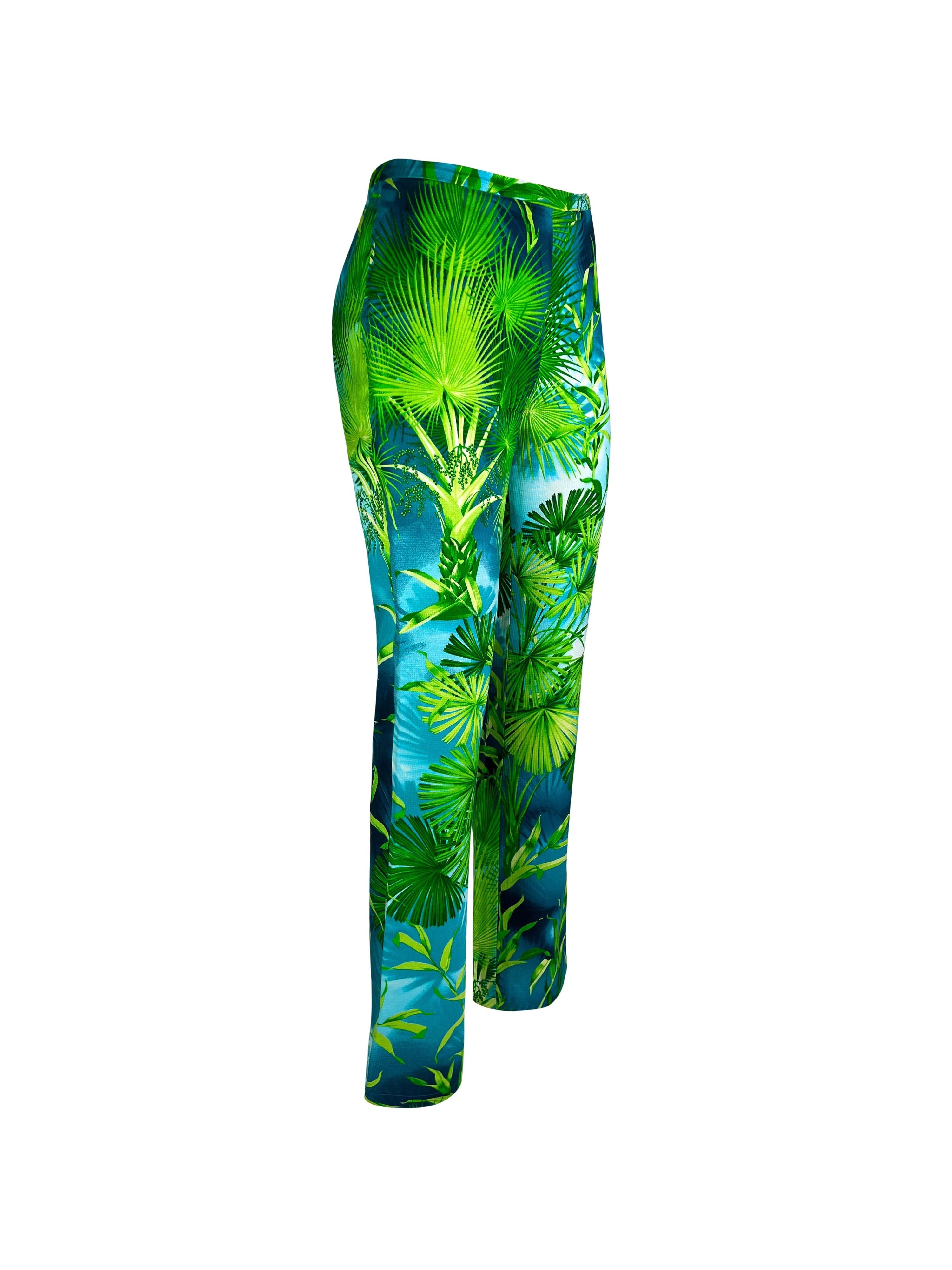 Green Versace Spring 2000 Jungle Print Silk Pants