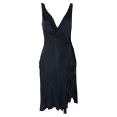 Robe mini disco en jersey à volants Versace, printemps 2004, noir anthracite