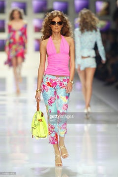 Versace Spring 2004 RTW Orchid Print Capri Pants