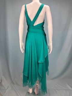 Versace Spring 2004 Teal Silk Chiffon Dress