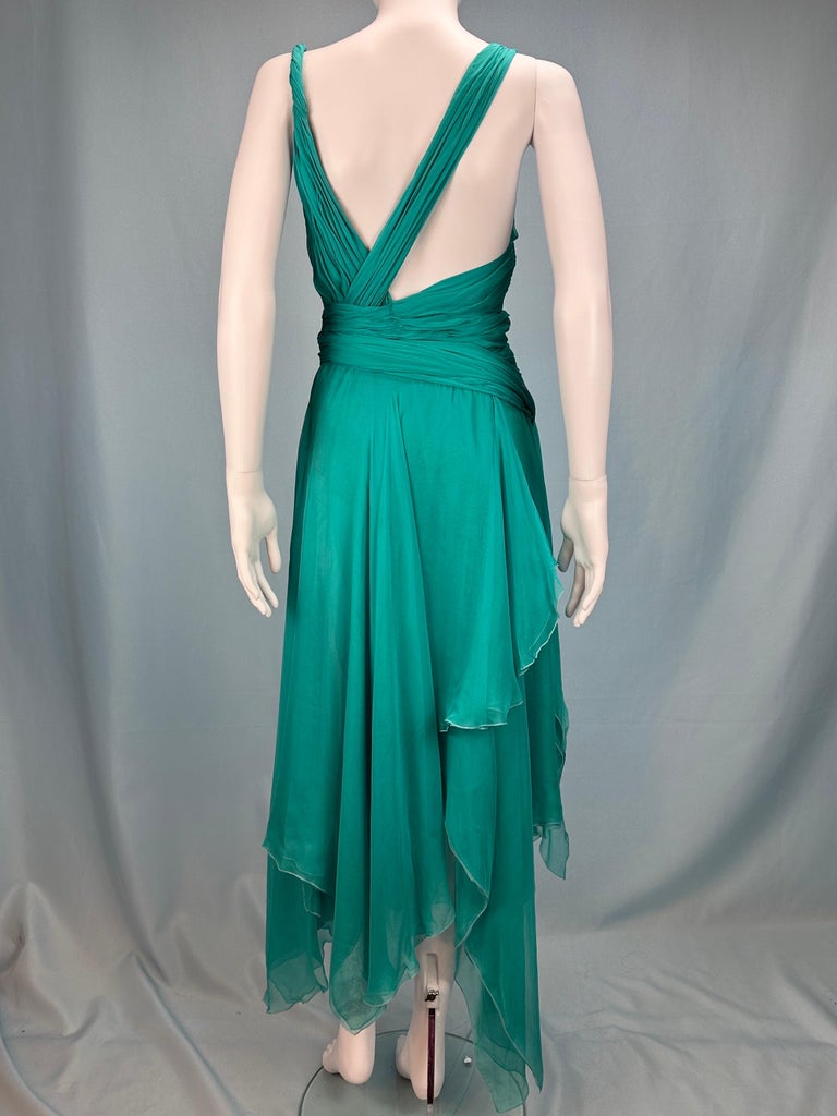 green versace silk chiffon dress Stunning 1970s Hanae Mori Green Extensive Floral Print Green Silk Chif –  Shrimpton Couture main image 1