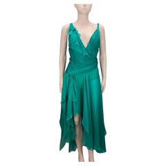 Versace Spring 2004 Teal Silk Chiffon Dress