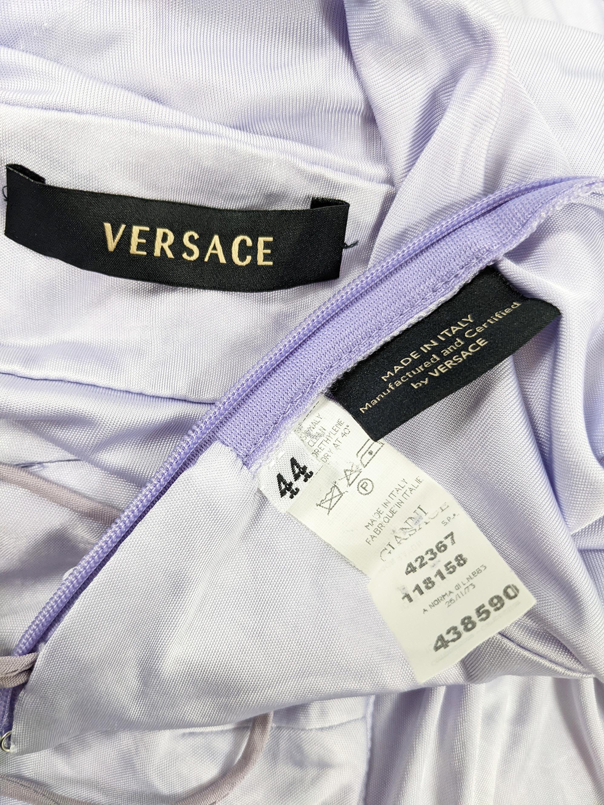 Versace Spring 2006 Pastel Purple Draped Beaded Halter Party Top In Fair Condition In Doncaster, South Yorkshire