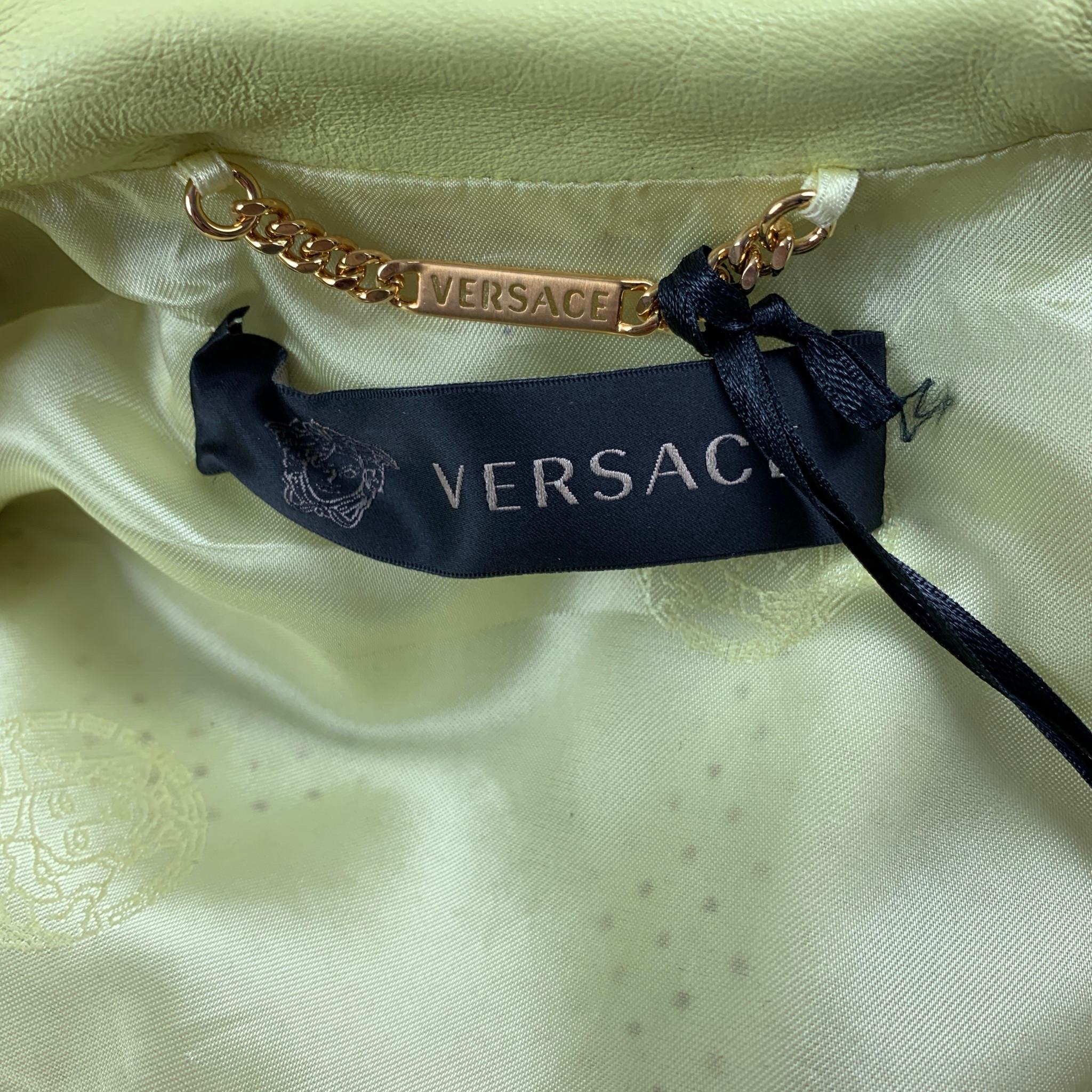 VERSACE Spring 2012 Size 2 Yellow & Gold Studded Leather Biker Jacket 5