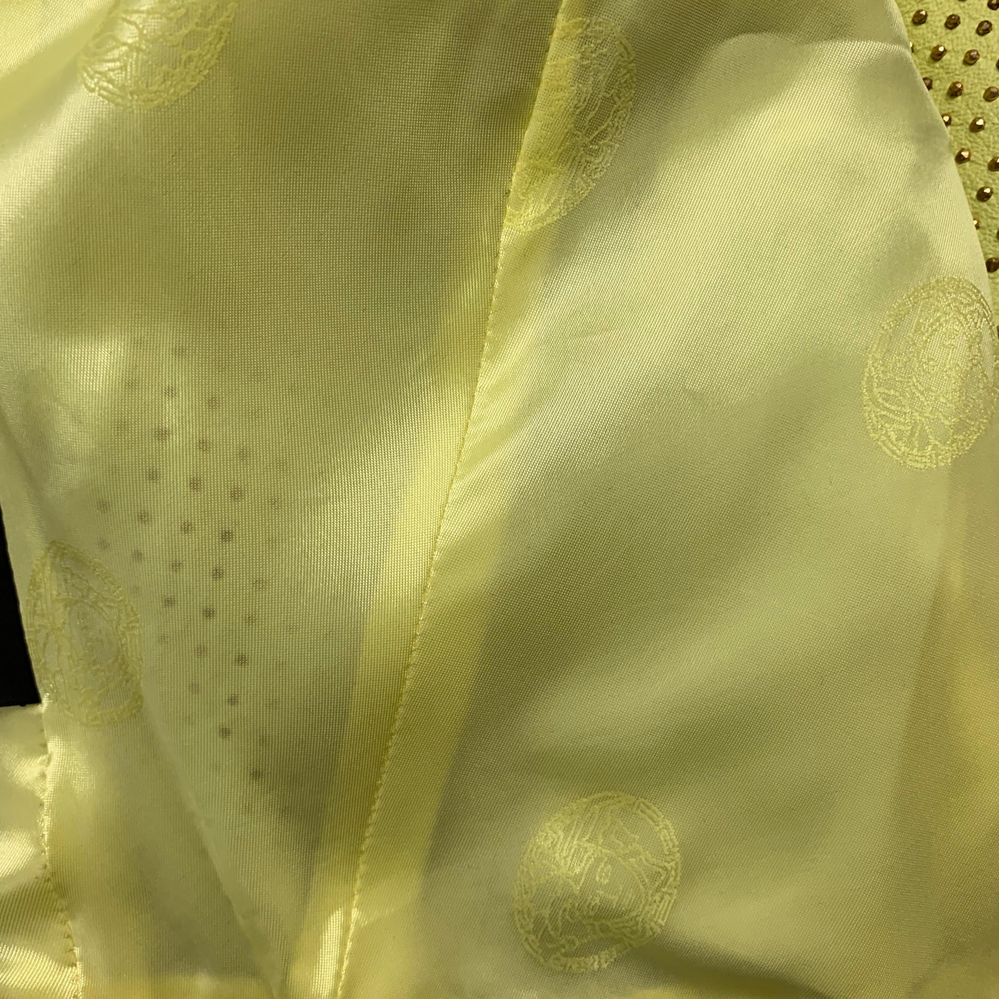 VERSACE Spring 2012 Size 2 Yellow & Gold Studded Leather Biker Jacket 2