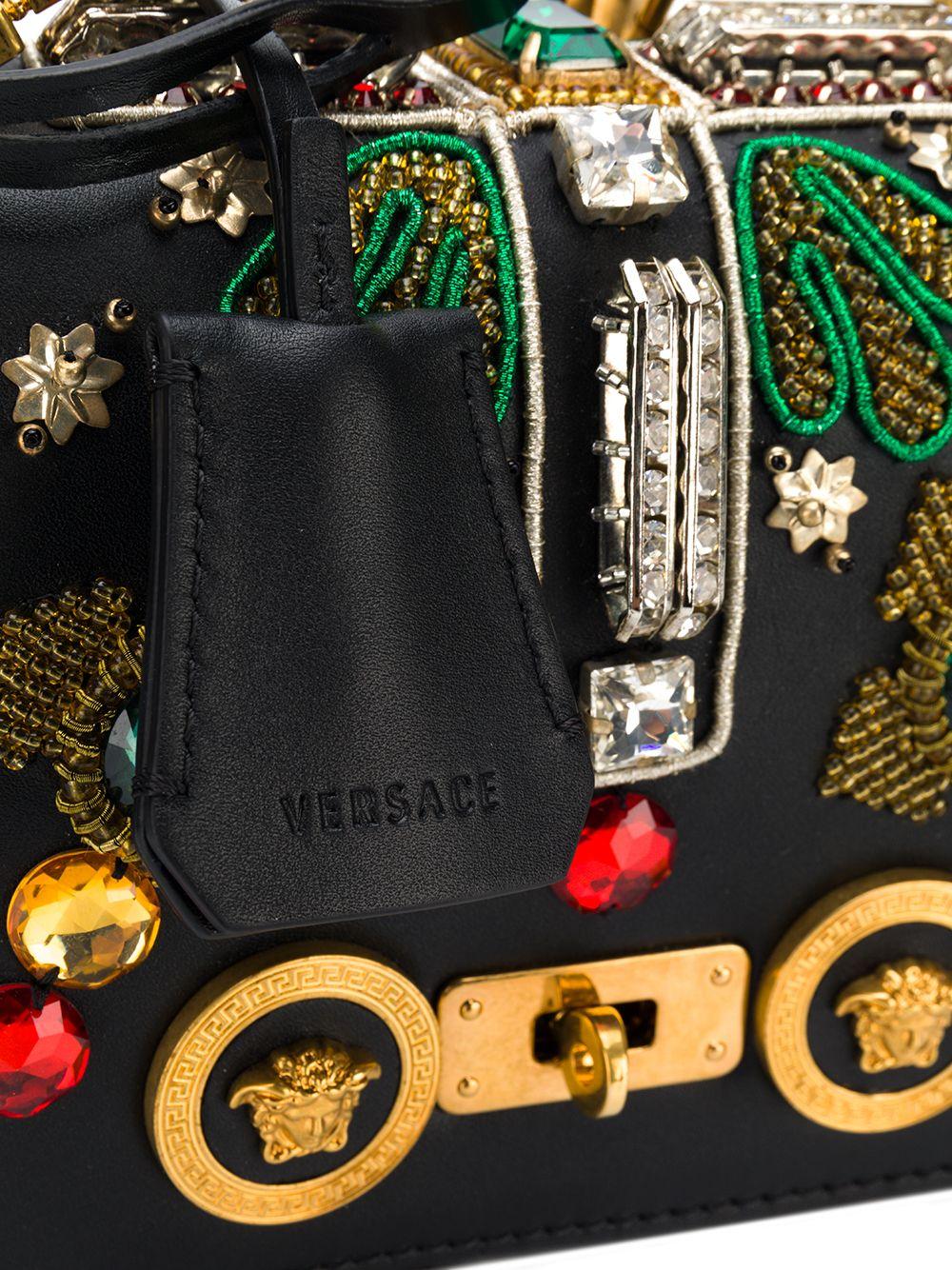 Versace Spring 2018 Runway Small Tribute Embellished Leather Icon Shoulder Bag In New Condition In Paradise Island, BS