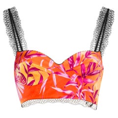 Versace Spring 2020 Pink Jungle Print Bralette / Bustier Top Size 40