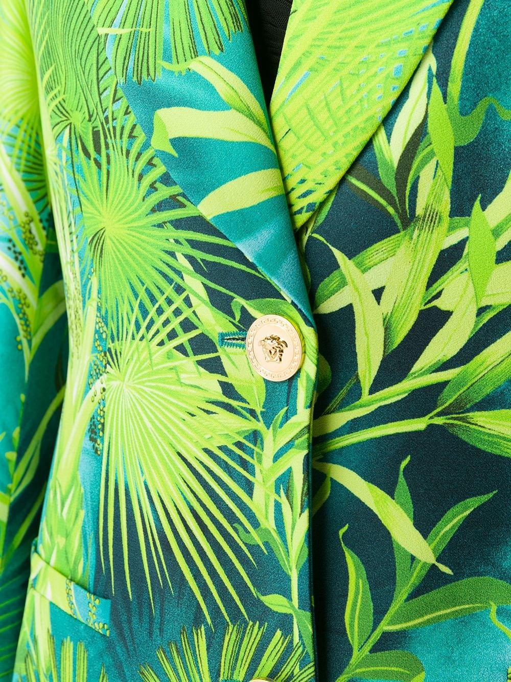 Versace Spring 2020 Runway Verde Jungle Print Single Breasted Blazer Size 40 2
