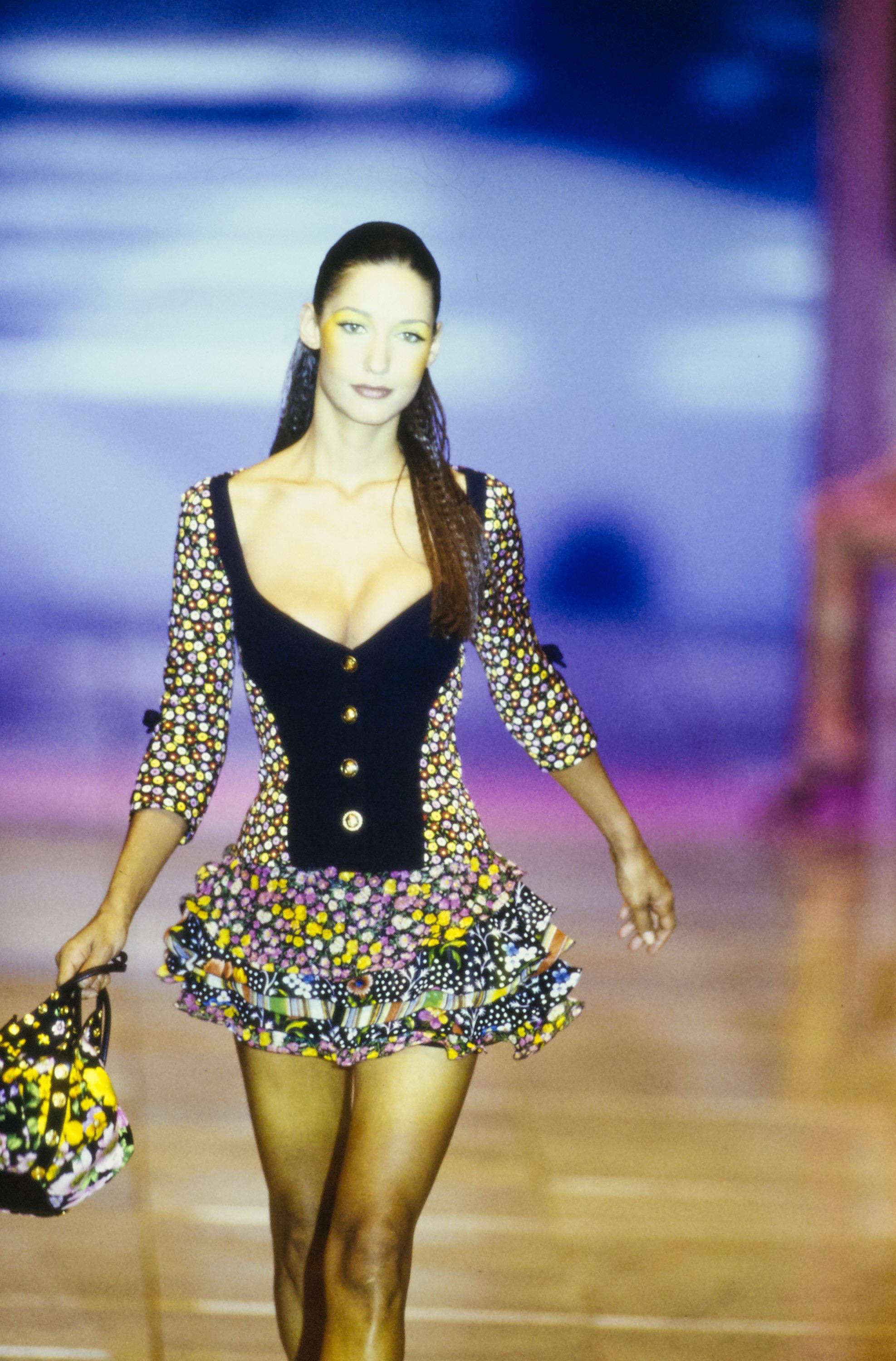 Women's Versace Spring/Summer 1993 “Miami Collection” Floral Bustier Jacket 