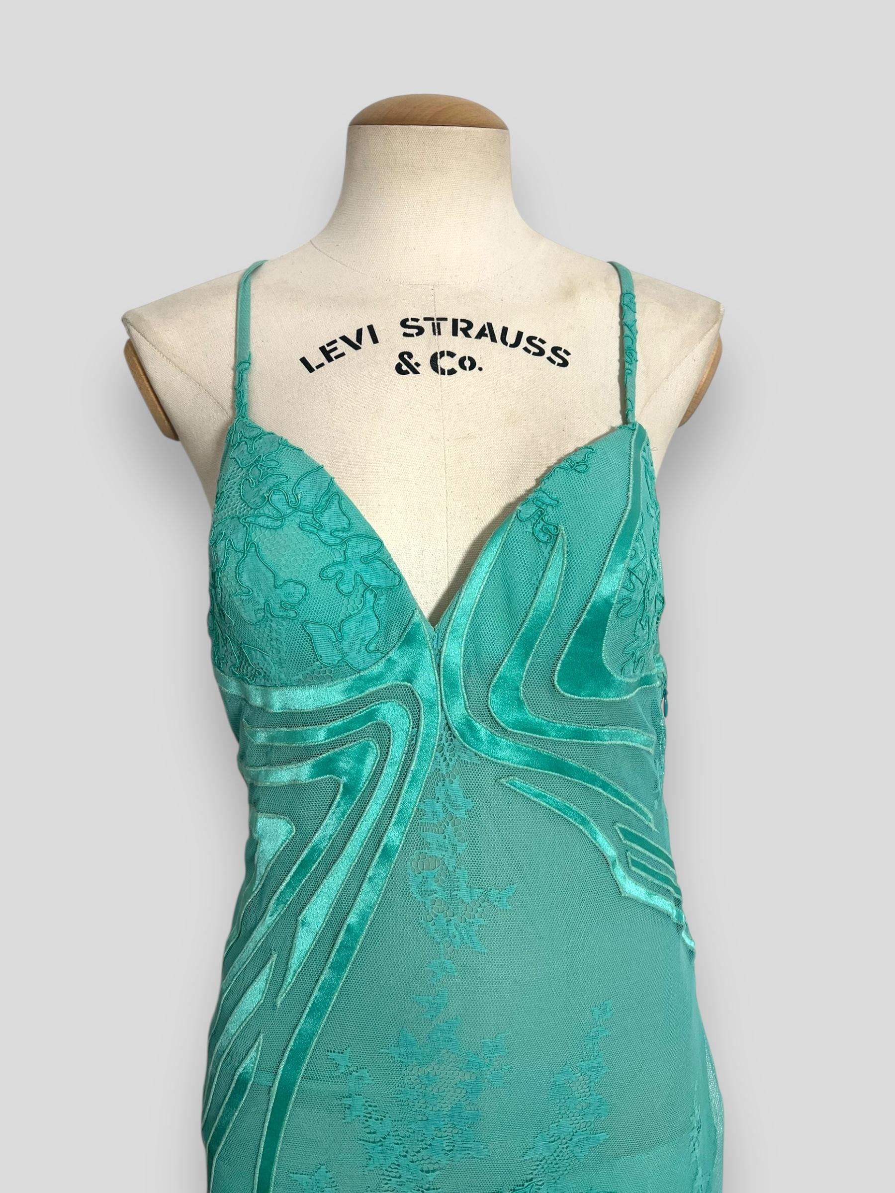 Versace Vestido de Encaje Seafoam Primavera/Verano 2000 en venta 3