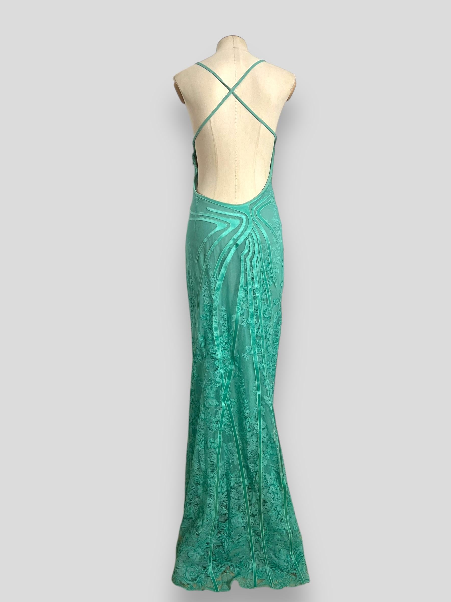Versace Vestido de Encaje Seafoam Primavera/Verano 2000 en venta 4