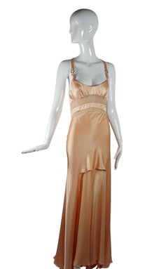 Versace Spring/Summer 2005 Peach Silk Satin Medusa Gown