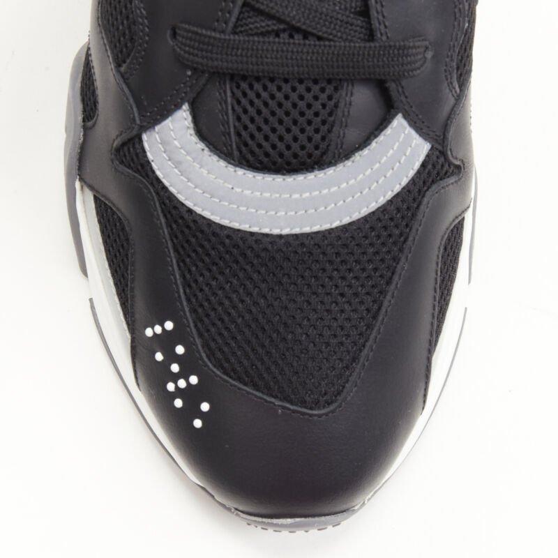 VERSACE Squalo black leather mesh chunky sneakers D41 EU45.5 US12.5 For Sale 1