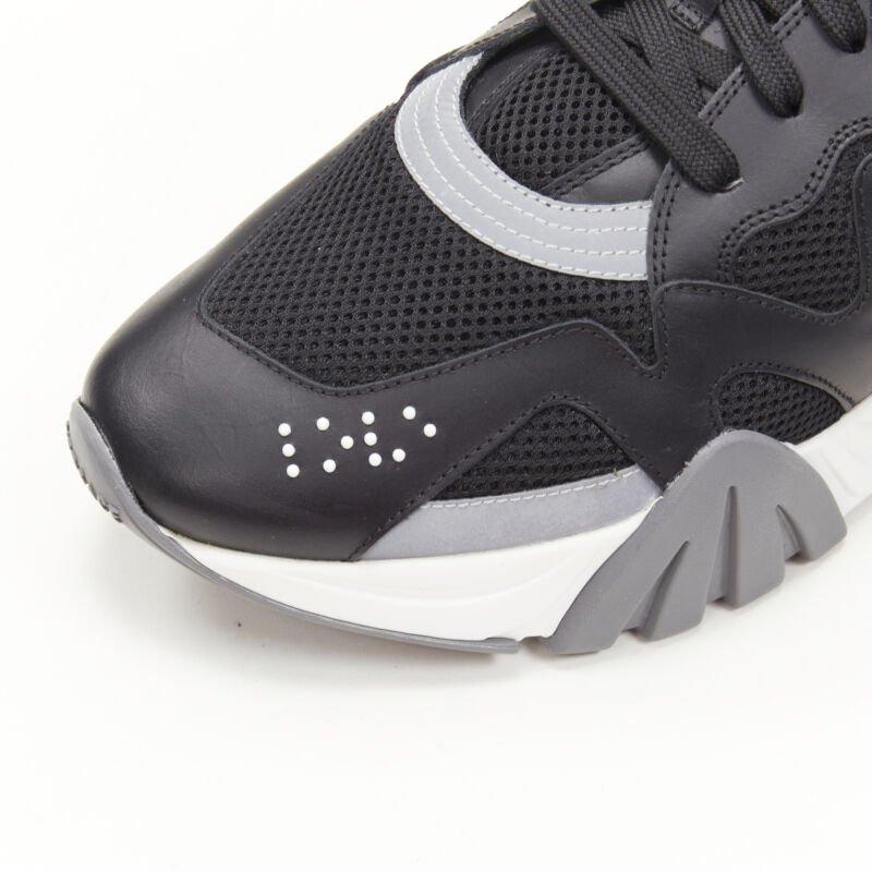 VERSACE Squalo black leather mesh chunky sneakers D41 EU45.5 US12.5 For Sale 2