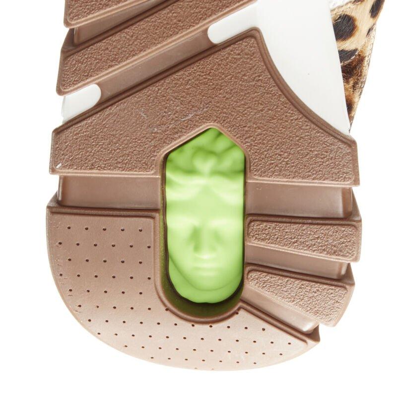 VERSACE Squalo brown leopard calfskin white mesh chunky sneakers EU41 US8 For Sale 6