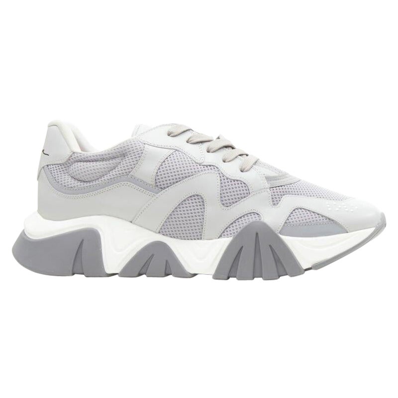 VERSACE Squalo grey leather mesh chunky sneakers K48 EU45 US12