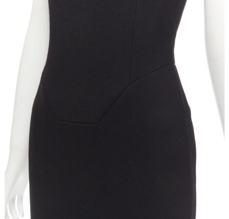 VERSACE square neckline leather cap sleeve bodycon seam sheath dress IT38 XS For Sale 3