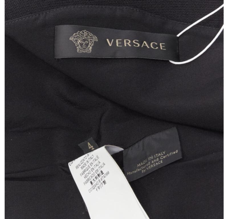 VERSACE square neckline leather cap sleeve bodycon seam sheath dress IT38 XS For Sale 4