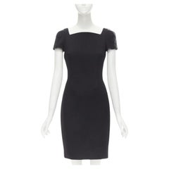 VERSACE - Vestito a tubino con scollatura quadrata e manica a cappuccio con cuciture bodycon IT38 XS