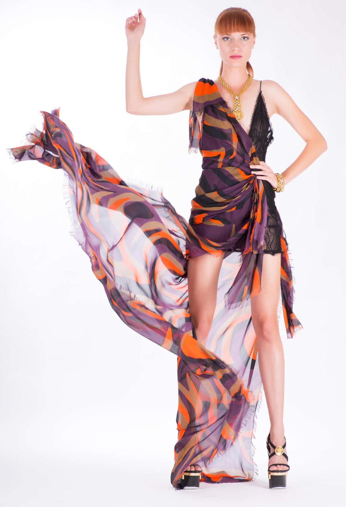 Versace SS16 Runway Vestido de seda de gran caída visto en Kendall Jenner Talla 38 7