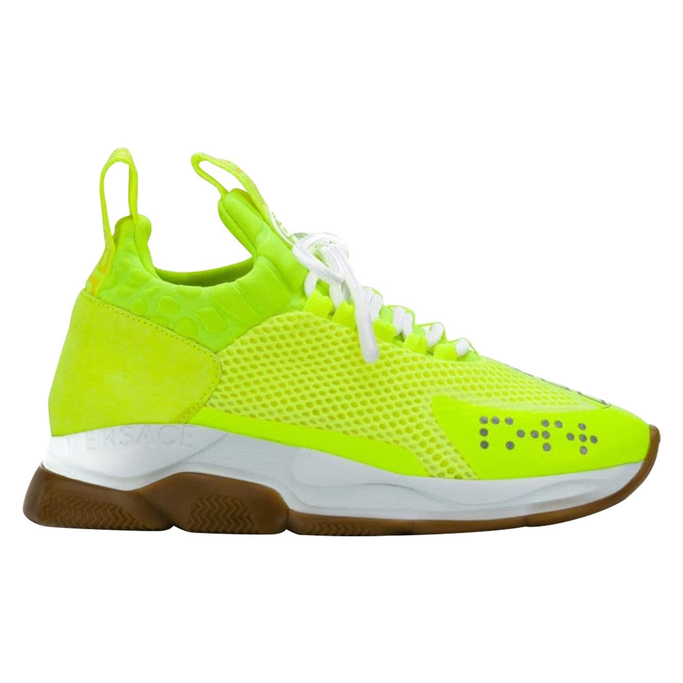 Versace SS19 Womens Neon Yellow "Cross Chainer" Sneakers Size 39.5 For Sale  at 1stDibs