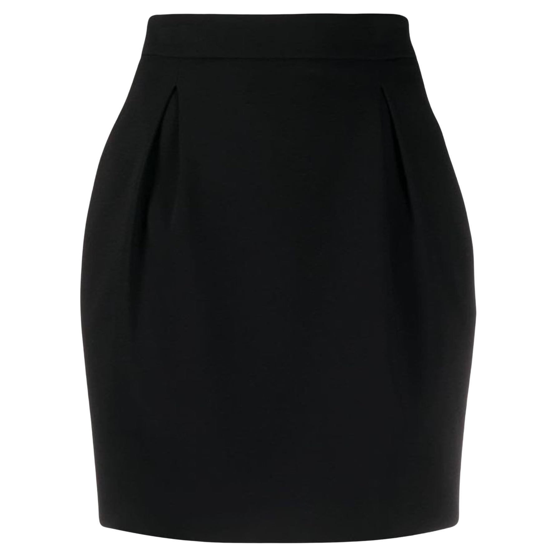 Versace SS20 Black High Waisted Darted Mini Skirt Size 40