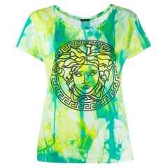 Versace SS20 Runway Green Tie Dye Medusa T-Shirt à manches courtes Taille 42