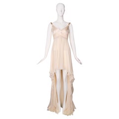 Versace SS2007 Ivory Pleated Silk Chiffon Grecian Gown 42