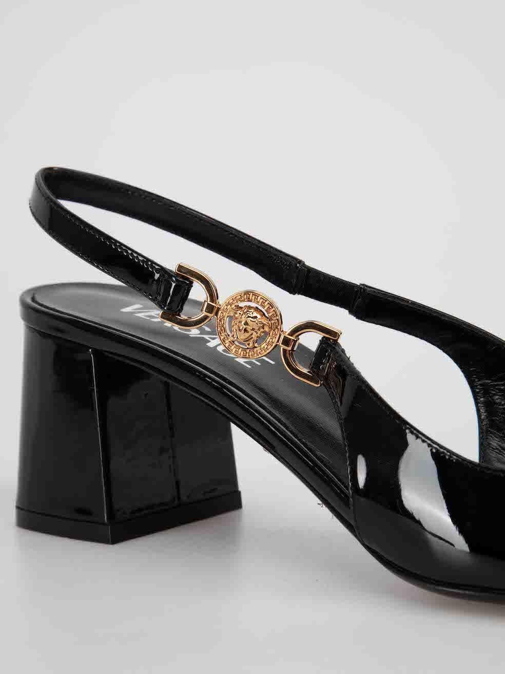 Women's Versace SS24 Black Patent Medusa 95 Pumps Size IT 36