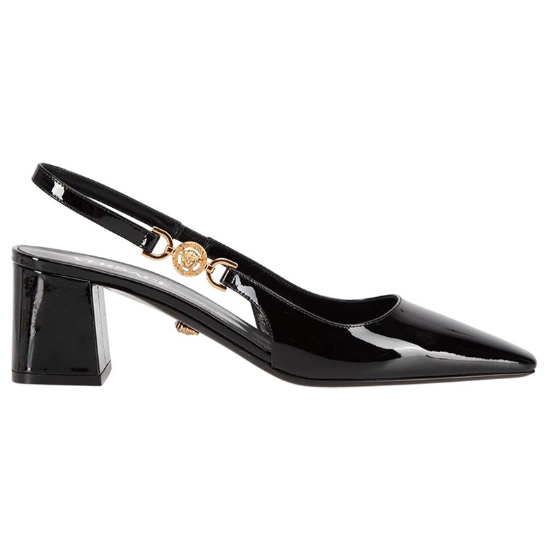 Versace SS24 Black Patent Medusa 95 Pumps Size IT 36