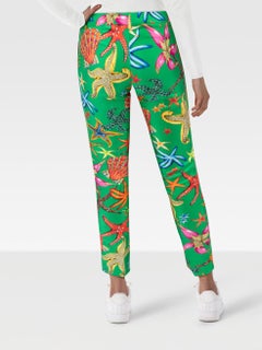 Versace Starfish Print Silk Slim Trousers Size XXS