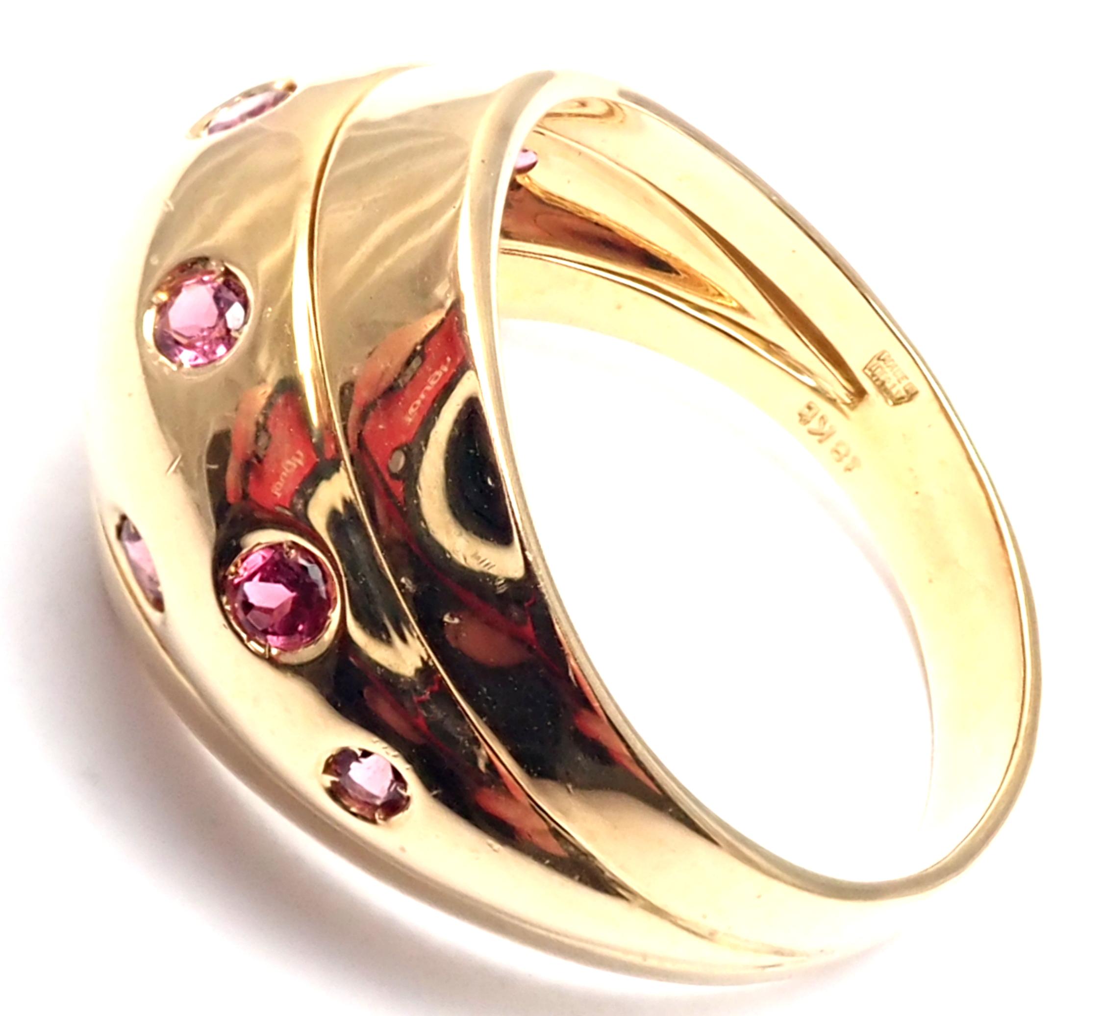 Versace Starlight Pink Sapphire Yellow Gold Dome Ring In New Condition In Holland, PA