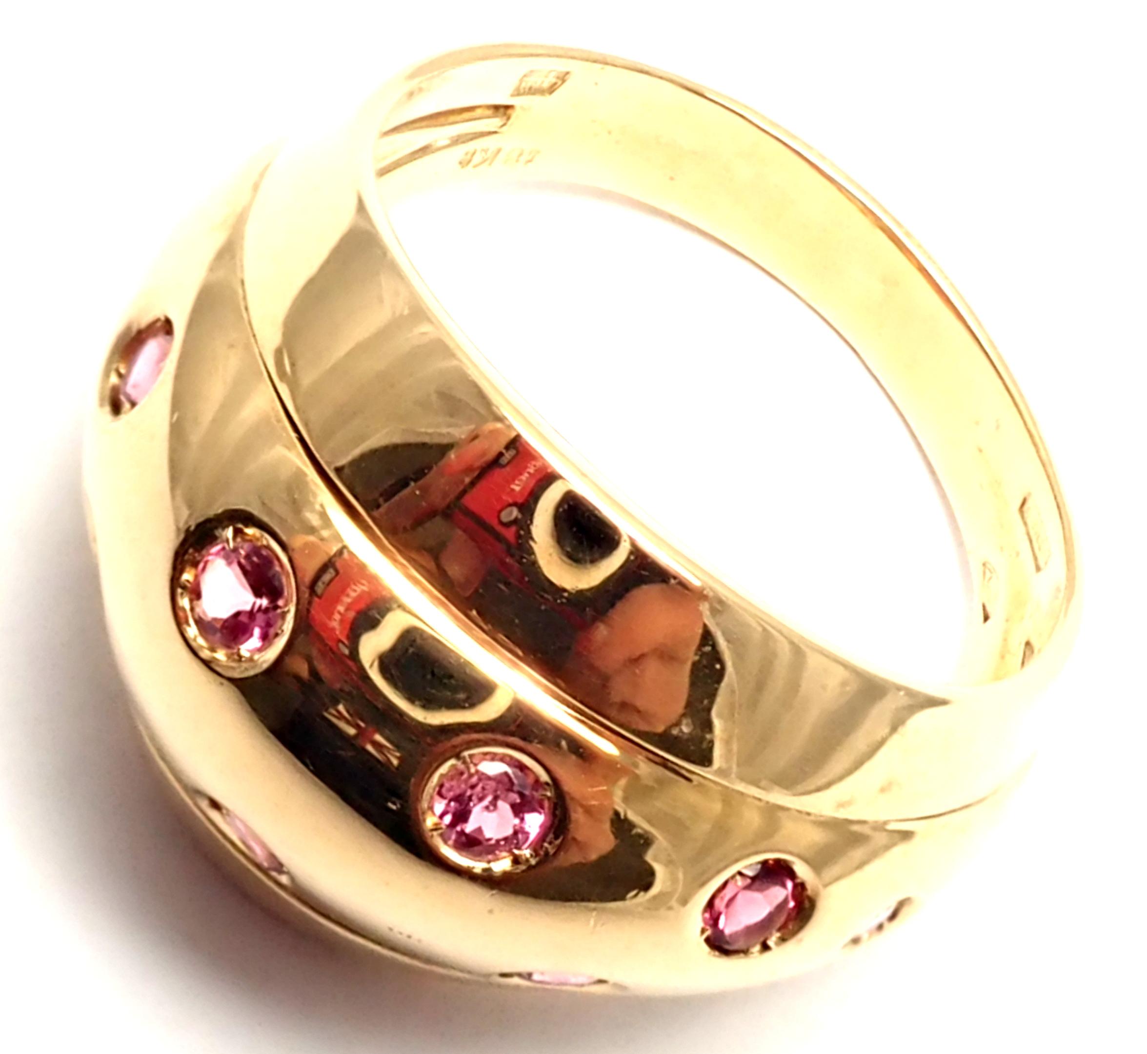 Women's or Men's Versace Starlight Pink Sapphire Yellow Gold Dome Ring